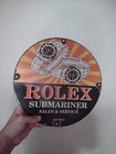 Vintage Rolex Watches Submariner Heavy Porcelain Metal Advertising Sign