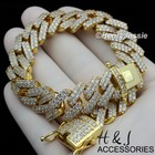 14k Gold Plated 16 -30 x14mm Gold Cz Miami Cuban Curb Link Chain Necklace abgn6