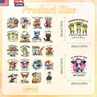20 Sheets Funny Animal Iron On Transfers For T-shirts  Sarcastic Cat Cow Dtf Tra