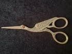 Vintage Gold Tone Stork Crane 6  Sewing Scissors Made In Italy