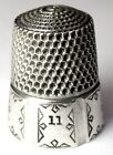 Antique Simons Bros  Sterling Silver Thimble  Chased Diamonds In Abstract Panels