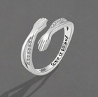 Give Me A Hug Hand Open Ring Sterling Silver Cz Lover Gift Box Adjustable Xj37