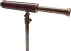 Single Barrel Vintage Brass Telescope Red Leather Wrap On Base   Tube Antique