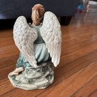 Vntg Victorian Angel With Baby Cherub Flowers Figurine 9    Tall 