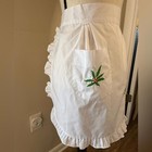 Vintage Christmas Poinsettia Embroidered Waist Apron Flaw
