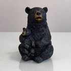 Handmade Ceramic Black Bear Figurine With Cub Wildlife Decor Rustic Gift 5 Inch