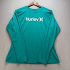 Hurley Logo Long Sleeve Rash Guard Swim Shirt Regular L Teal Upf 50  Performance