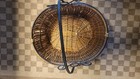 11 5 In Woven Wicker Basket With Black Ornate Metal Handle