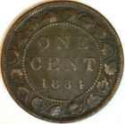 1884 Bronze Canadian Large Penny One Cent Coin Fine Circulated 1c