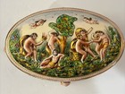 Capodimonte Italy Footed Trinket Box Hand Painted Nude Women  Men  Cherub  Lions