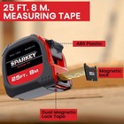 Sparkey 25ft 8m Retractable Tape Measure With Magnetic Hook  Fractions  Dual Loc