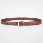 Women s Pu Leather Belt With C-shaped Buckle Adjustable Waist Belt