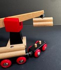 Lot Brio Wooden Railway Red Engine Crane 2 Log Cars W  Logs