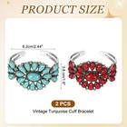 2pcs Vintage Turquoise Cuff Bracelet For Women Red blue Gemstone Bangle