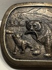 Vintage 1976 Brass Belt Buckle Bear And Cub Indiana Metal Craft