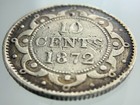 1872 H Newfoundland Obverse 2 Canada 10 Cents Dime Km  3 Circulated Coin Bb325