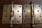 2 Antique Stanley Sweetheart 5    Cannonball Ball Bearing Brass Door Hinges