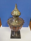 Vintage Ornate Urn Cast Bronze With Lid 8 5  Tall Trophy Style 24 Oz