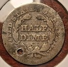 1850 Seated Liberty Half Dime  2 Cull W  Small Hole