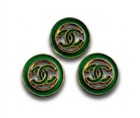 4 Pcs Chanel Cc Logo Stamped Round Green Gold Tone Buttons 20mm Set Of 4