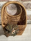 Pocket Basket vintage Woven Rattan Wicker Hanging Wall Round Rustic Country
