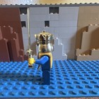 Lego Castle Blue Knight Minifigure W  Gold Chrome Helmet Crown  Armor   Sword