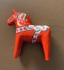 Vintage Traditional Swedish Wooden Dala Horse Hand Carved Hand Painted Folk Art