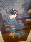 Orig 1920s Takahashi Hiroaki Shotei Japanese Woodblock Cold Winter Wind 15 x6 5 