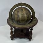 Vintage Tabletop Old World Astrology Zodiac World Globe Italy Wooden Rustic 12   