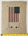 Patriotic Finished Cross Stitch Piece  God Bless America  Red white blue Buttons