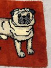 Vintage Handmade Latch Hook Shaggy Rug Hanging Wall Art Cute Pug Puppy Dog Mcm