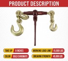 Heavy Duty Ratchet Load Binder W  1 2  Grab Hook   5 8  Slip Hook - 1 2  Grab   