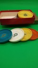 Set Of 8 Vtg Multicolor Teraco Plastic Stacking Coasters Made In Usa In Box