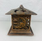 Vintage Hanging Garden Lantern Celestial Sun Moon Face Terracotta Bronze 8      