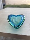 Vtg Murano Sommerso Art Glass Oval Bowl Ashtray Aqua Blue Mcm Italy 1960s 5 5   