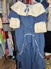 Women   s 18th Century Victorian Theatre Costume Blue white Lace Trim 2-piece