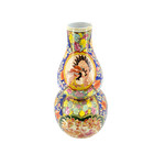 Vintage Large Double Gourd Japanese Or Chinese Vase Moriage Chinoiserie Decor