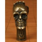 Chinese Ancient Bronze Hand Carved Skull Statue Crutch Cane Head Decoration 