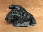 Vintage Hand Carved Inuit Walrus Mom   Pup  Soapstone Signed By Pauloosie Kanaju