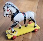 2 Superb Vintage Germany  gdr    Carved Wood Pull Toy Horse   Cart   10 5    12 