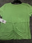 Moa  Girls Green Solid Short Sleeve Scoop Neck Twist Front T-shirt Xl Mtk566g