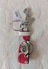       nwt Coach Trigger Snap Bag Charm Cz088 Cherry Print Leather Valet Key Ring