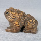 Vintage Japanese Cryptomeria Carved Wooden Frog Sugi Grain Pattern Mid Century