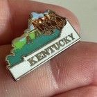 Vintage Kentucky State Shape Horses Enamel Lapel Pin Bluegrass Souvenir