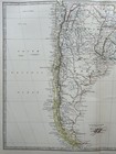 1884 Chile   Argentina Hand Coloured Original Antique Map By Johnston