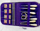 Antique English Cased Mop Handle Sewing Set  6 Matching Tools 