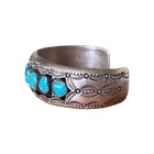 Wilbur Musket Vintage Navajo Sterling Silver   Turquoise Heavy Cuff Bracelet 