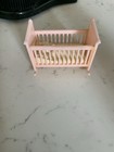 Vintage Dollhouse Baby Crib Pink Rocking Craddle Baby Inside Renwal  X
