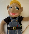 Lightly Used Melissa   Doug Construction Worker Hand Puppet W hard Hat   Stick