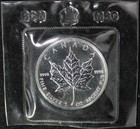 1 Oz Silver Coin 1989 Canadian Maple Leaf  5 Coin Original Rcm Cello 9999     